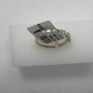 14K White Gold Wedding Band with Round & Baguette Diamonds